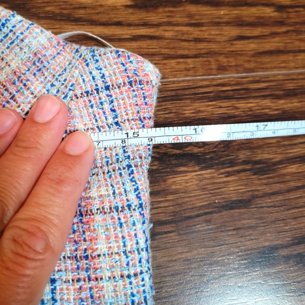 ZARA NEW Pink Blue Tweed 72% Cotton Cropped Heartshaped Neckline Spaghetti Strap - Picture 14 of 16
